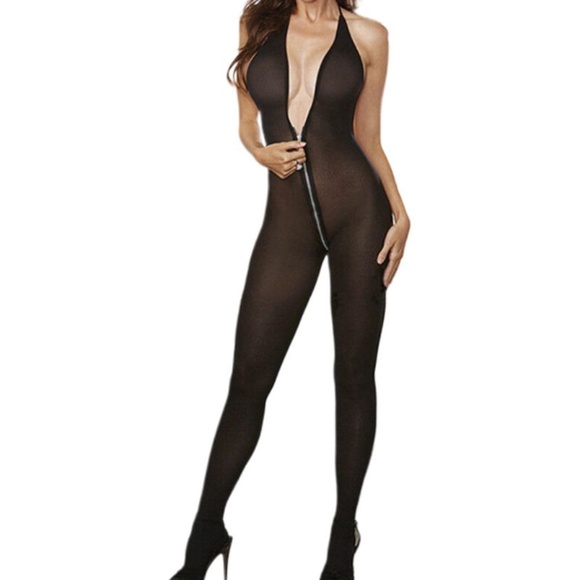 Open Crotch Body Stocking with through the crotch Zipper. Great Romper Play Suit - Picture 3 of 9
